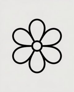 flower clipart black and white 8