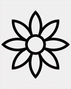 flower clipart black and white 9