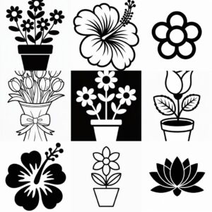 flower clipart black and white feature 1