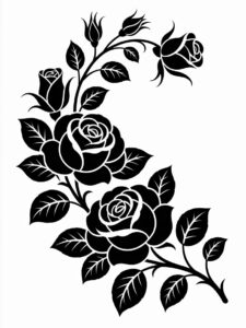 flower clipart black and white free 10