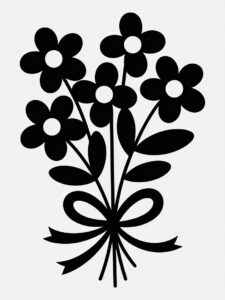 flower clipart black and white free 13