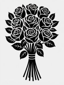 flower clipart black and white free 7