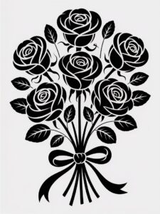 flower clipart black and white free 8