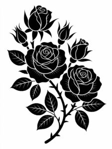 flower clipart black and white free 9