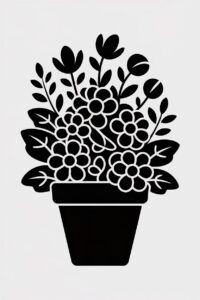 flower pot clipart black and white 1