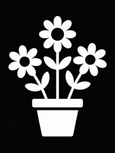 flower pot clipart black and white 10