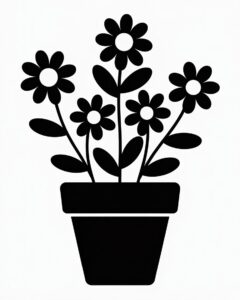 flower pot clipart black and white 12