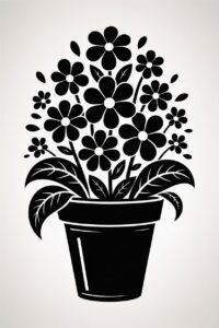 flower pot clipart black and white 13