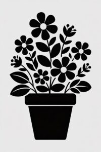 flower pot clipart black and white 14
