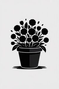 flower pot clipart black and white 15