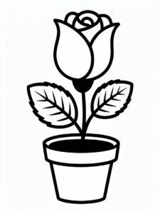 flower pot clipart black and white 3