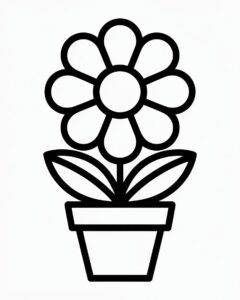 flower pot clipart black and white 4