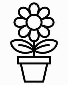 flower pot clipart black and white 5