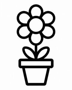 flower pot clipart black and white 6