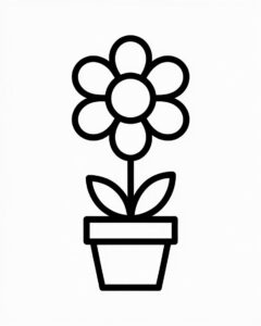 flower pot clipart black and white 7