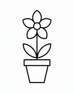 flower pot clipart black and white 8