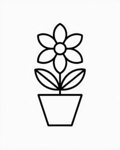 flower pot clipart black and white 9