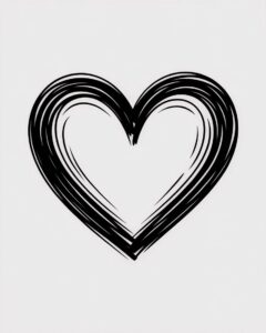 free heart clipart black and white 8