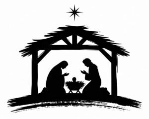 free religious christmas clipart black and white 1