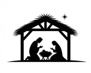 free religious christmas clipart black and white 10