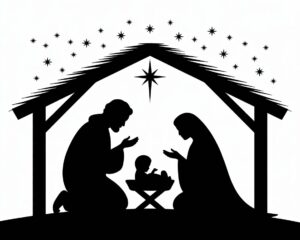 free religious christmas clipart black and white 11
