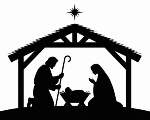free religious christmas clipart black and white 3