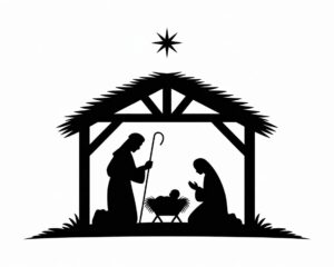 free religious christmas clipart black and white 4