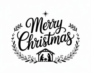 free religious christmas clipart black and white 5