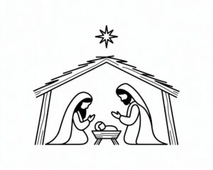 free religious christmas clipart black and white 6