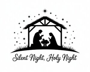 free religious christmas clipart black and white 8