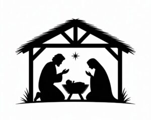 free religious christmas clipart black and white 9