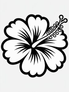 hibiscus flower clipart black and white 1