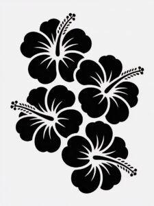 hibiscus flower clipart black and white 10