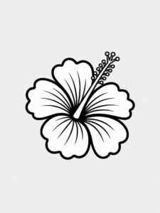 hibiscus flower clipart black and white 11