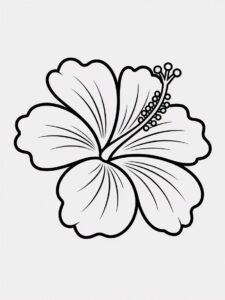 hibiscus flower clipart black and white 12