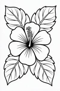 hibiscus flower clipart black and white 2