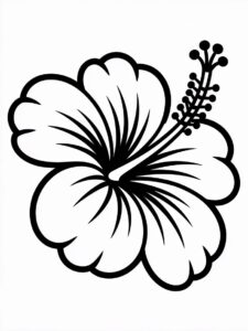 hibiscus flower clipart black and white 2