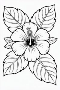 hibiscus flower clipart black and white 3
