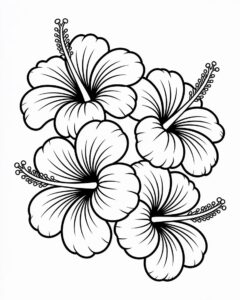 hibiscus flower clipart black and white 4