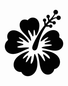 hibiscus flower clipart black and white 5