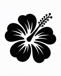 hibiscus flower clipart black and white 6