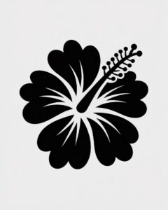 hibiscus flower clipart black and white 7