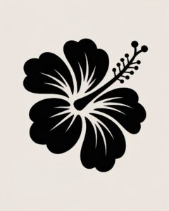 hibiscus flower clipart black and white 8