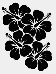 hibiscus flower clipart black and white 9