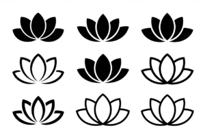 lotus flower black and white clipart 1
