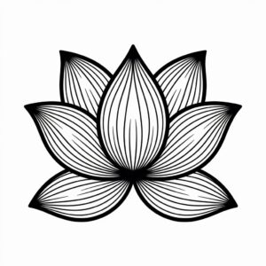 lotus flower black and white clipart 1