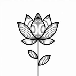 lotus flower black and white clipart 2