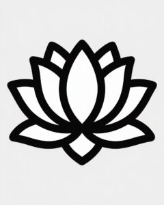 lotus flower black and white clipart 3