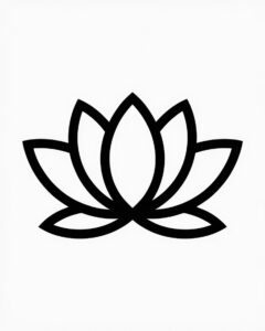 lotus flower black and white clipart 4