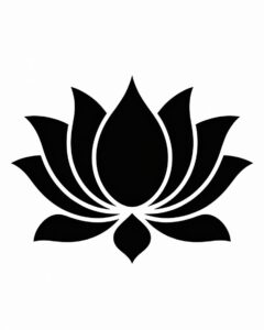 lotus flower black and white clipart 5